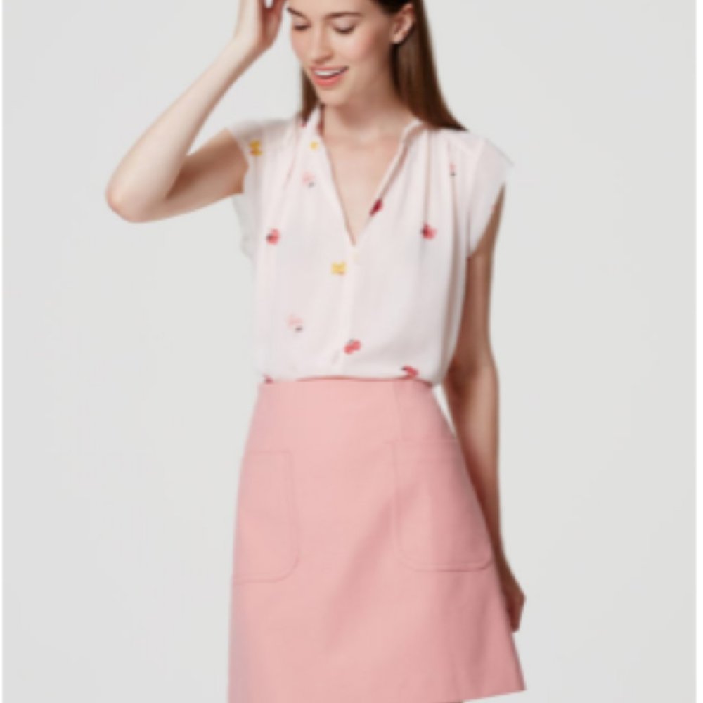 Loft pink a line pocket skirt 14